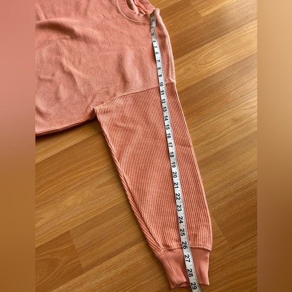 Aerie Ribbed Crewneck Sweatshirt Pink Textured Pullover Size SP - Picture 5 of 13